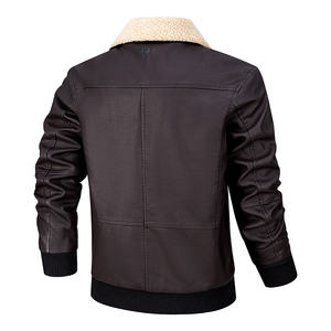 Chaqueta de cuero para hombre con logotipo personalizado, nueva colección de invierno, solapas de terciopelo, estilo casual, para motocicleta, elegante, estilo coreano, corte ajustado. - Product Image 4