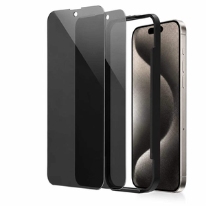 ฟิล์มกันรอยแบบป้องกันการมองเห็น 9H 2.5D สำหรับ iPhone 15 16  กระจกนิรภัยแบบกันสายลับ พร้อมกรอบช่วยติดตั้งง่าย ไม่มีฟองอากาศ - Product Image 1