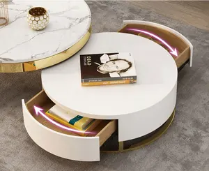 WSE6002 Nordic New Design Metal Gold Center Marble Mirrored Coffee Table Modern Luxury Farmhouse Coffee Table Rustic