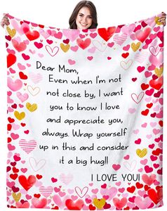 Tùy chỉnh 'tôi yêu bạn mẹ' mô hình trái tim flannel lông cừu ném chăn 100% polyester rắn màu từ con gái/Con Trai - Product Image 3