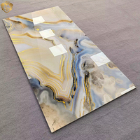 Carrelage de sol en porcelaine marbrée jaune brillant Springletile, carreaux de pierre d'agate veinée or de luxe pour la décoration murale intérieure