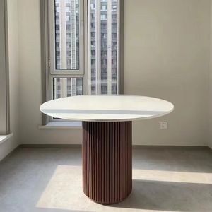 Japón diseño forma redonda 1,35 dia hogar comedor muebles de madera maciza moderno italiano cena <span class=keywords><strong>Centro</strong></span> mesas Villa mesa de comer - Product Image 1
