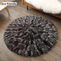 Tapis en fourrure de renard de haute qualité, ronds, modernes, durables, antidérapants, pour la chambre des enfants, avec support en peluche