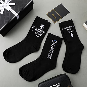 Chaussettes amusantes et originales pour hommes, cadeaux pour le marié et les témoins, pour la demande en mariage, 100% coton - Product Image 3