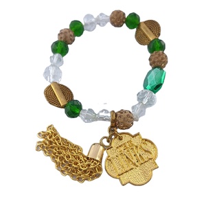 Topvesko Nuovo Bracciale Fatto a Mano con Cristalli Verdi, Perline e Nappine in Stile Sorority Greca, Catena DIY con Charm - Product Image 1