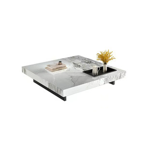 Leicht Luxuriöser Hochwertiger Minimalistischer Wohnzimmertisch Quadratische Form Marmor-Couchtisch BTCT008 Geeignet für Wohnzimmer oder Apartment - Product Image 5