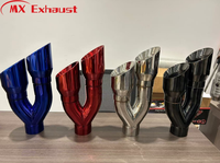 Embouts d'échappement en acier inoxydable de haute qualité, couleur noire titane, taille d'entrée 2,5/3 pouces, double sortie, pour système d'échappement, compatible avec les voitures