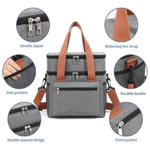 Bolsa Térmica Oxford 300D de Doble Capa Reutilizable para Oficina, Impermeable, para Almuerzo, con Logotipo - Product Image 5