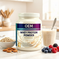 Protein Whey & Kedelai Alami 450g Label Pribadi untuk Dewasa, untuk Pertumbuhan Otot dan Energi