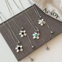 Collier vintage en alliage avec pendentif fleur en Y, ajustable, incrusté de pierres colorées, longue chaîne coulissante pour pull, bijoux ethniques pour femmes