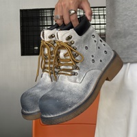 Bottes Martin pour hommes, bottines à semelle épaisse de style britannique, vert blanc-J, style 43120