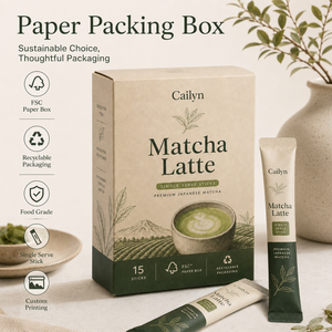 <span class=keywords><strong>Scatola</strong></span> in Carta Kraft Certificata FSC Personalizzata <span class=keywords><strong>per</strong></span> <span class=keywords><strong>Bustine</strong></span> di Matcha Latte, Imballaggio Ecologico <span class=keywords><strong>per</strong></span> Vendita al Dettaglio - Product Image 1