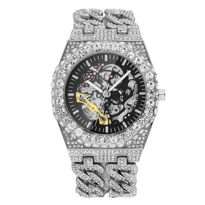 Luxury Cuban Link Chain <b>Skeleton</b> Mechanical <b>Automatic</b> <b>Watch</b> Gold Hip Hop Diamond Iced Out <b>Watches</b> Men Wrist - Product Image 6