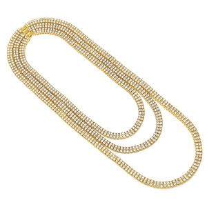 Collier en strass à deux rangées, 20 pièces, 30 pouces, en alliage de Zinc, or, breloques, bijoux tendance, chaîne glacée, vente en gros - Product Image 5