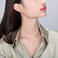 925 argent Sterling danse fille pendentif zircon cubique plaqué rhodium pendentif collier boucles d'oreilles ballerine ensemble de bijoux pour les femmes