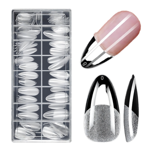 <span class=keywords><strong>AILLSA</strong></span> - Puntas de Uñas Acrílicas Medianas en Forma de Almendra, 15 Tamaños, 120 Piezas, Cobertura Completa, Semi-Mate, para Aplicación con Presión, Uso en Casa y Salón - Product Image 1