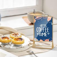 Support de signalisation et de présentoir de menu de table en acrylique transparent doré double face recyclable amovible 8,5x11