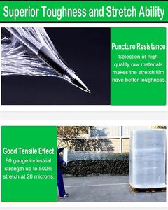 Rollo de envoltura elástica de película de liberación suave transparente de 18 \ "para rollo de envoltura de plástico móvil para envío de paletas-4 Paquetes - Product Image 5
