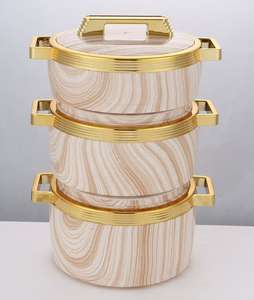 Ensemble moderne de 3 casseroles isothermes 1,5L, 2L, 2,5L, finition marbre, avec accent doré, <span class=keywords><strong>cadeau</strong></span> de mariage - Product Image 4