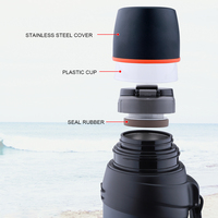 Thermos classique en acier inoxydable à double paroi avec couvercle de tasse, garde les boissons chaudes pendant 48 heures et froides pendant 72 heures