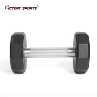 Pesas libres Equipo de fitness negro Mancuernas de PU de agarre inoxidable de 10 lados para entrenamiento