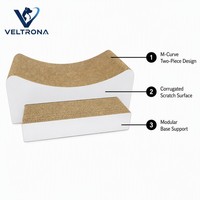 M Curve Griffoir pour chat et mobilier de détente incurvé en carton ondulé, deux pièces, pour intérieur, vente en gros
