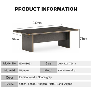 <span class=keywords><strong>Benido</strong></span> Wood Space Grey Office Room Mesa de conferencia Rectángulo Engrosado Fondo Mesa de sala de conferencias - Product Image 2