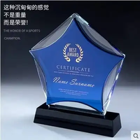 Logo personnalisé Plaque en cristal vierge clair Trophée en verre Trophée de récompense en cristal