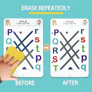 Enfants crayon contrôle traçage classeur <span class=keywords><strong>pour</strong></span> enfants lettre motif pratique écriture manuscrite apprentissage avec essuyer stylo propre <span class=keywords><strong>livre</strong></span> - Product Image 2