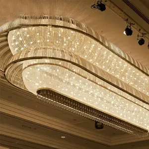 Hotel personalizado oversized família quarto teto alto lindo cristal dourado teto lustre