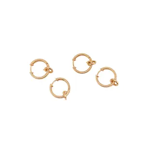 新款复古扭绳圆环耳钉黄铜金耳环女性时尚饰品耳环