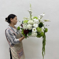 DKB Bouquet de fleurs de lys calla blanc, vert et bordeaux de 40 cm, petit format, le plus vendu et le moins cher, pour la décoration de table de mariage