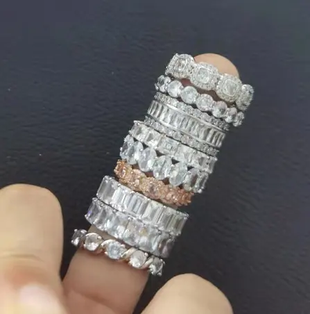 แหวนเพชรสวิสแท้925,แหวนแต่งงานงานหมั้นแหวนนิรันดรซ้อน5A