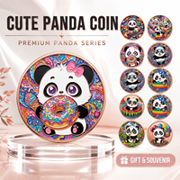 Pièce de monnaie en cuivre pur 999 de 1 oz, série Panda mignon, colorée, en relief 3D, édition collector, électroplaquée, imprimée UV