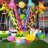 Manège Rotatif en Forme de Girafe pour Enfants, Équipement d'Amusement, Vente Directe, Chaise Volante Rotative pour Enfants 12 Places à Vendre
