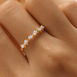 Bague de mariage ROXI en argent sterling 925 plaqué or 18 carats avec zircon en forme de nœud floral marquise pour femme - Product Image 1