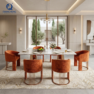 Ensemble <span class=keywords><strong>de</strong></span> table à manger en marbre haut <span class=keywords><strong>de</strong></span> gamme <span class=keywords><strong>de</strong></span> 40 mm avec 6 <span class=keywords><strong>chaises</strong></span>, meubles <span class=keywords><strong>de</strong></span> luxe modernes et fournisseur d'ameublement pour la maison, Guangzhou Foshan - Product Image 2