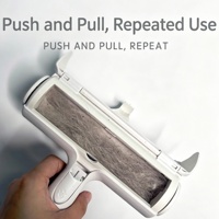 Rouleau dépoussiérant adhésif portable réutilisable pour poils d'animaux (chiens, chats) – Brosse auto-nettoyante en plastique