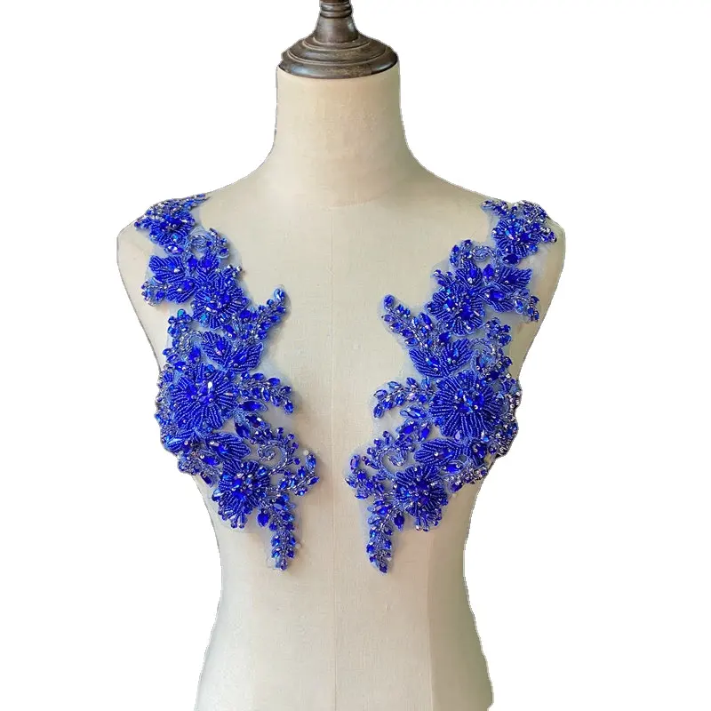 Lisami thời trang sang trọng pha lê Handmade beaned Rhinestone Wedding Gown DRESS phụ kiện và hoa vá