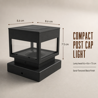 Lampe solaire carrée pour poteau 8,6 cm, lampe de poteau extérieure avec deux bases de montage pour les murs de jardin