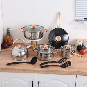 Bộ nồi chảo inox 12 món, chống dính, dùng được trên bếp từ, có thể tùy chỉnh, bán sỉ, dùng cho nhà bếp và cắm trại - Product Image 3