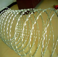 Fil barbelé, fil de rasoir, fil concertina galvanisé et recouvert de PVC, antivol, antirouille, pour clôture de sécurité, de frontière et de prison, en bobine