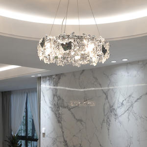 Lustre à anneau décoratif Lumières Pendentif Lumière Salon Plafonnier rond en cristal - Product Image 4