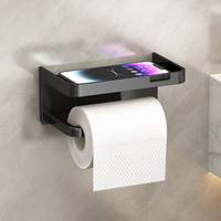 Étagère murale pour boîte à mouchoirs de salle de bain, sans perçage, support mural pour rouleau de papier toilette, étagère suspendue pour toilettes