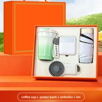 Ensemble cadeau 380 ml : Mug à café dégradé, Power Bank, Ventilateur parapluie, avec logo personnalisé pour les cadeaux d'entreprise, les voyages, le personnel extérieur ou les clients VIP