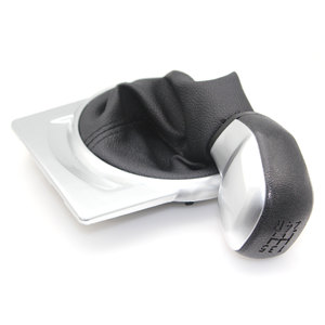 Citroen Gear <b>Shift</b> <b>Knob</b> Silver Leather 5-Speed Ergonomic For C4 2004-2008 QZXN-F24 - Product Image 3
