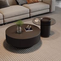 Table basse noire moderne et minimaliste, plateau en métal durable, structure en acier, design combiné, écologique, rangement pour petits espaces, usage domestique