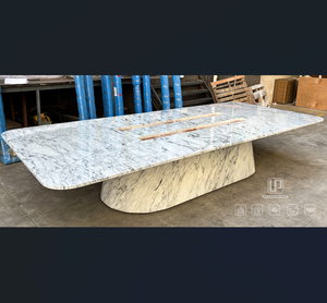 Mesa de Comedor Italiana de Mármol Natural de Alta Gama, Mesa Rectangular de Piedra de Lujo, Mesa de Comedor Grande de Mármol para 10 Personas 0655 - Product Image 1