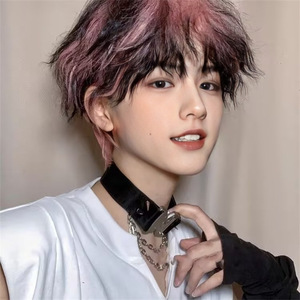Douyin Livestream Verstelbare herenpruik Zijwaartse pony voor highlights Trendy korte stijl Koreaanse stijl Anime-geïnspireerd Volumineus - Product Image 3