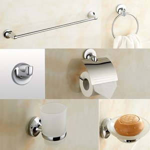 Modern Eco-Friendly <b>Silver</b> Zinc Alloy Stainless Steel Wall Hung Mounted Decorations 6-Piece <b>Bathrooms</b> <b>Accessories</b> Set for Hotel - Product Image 1